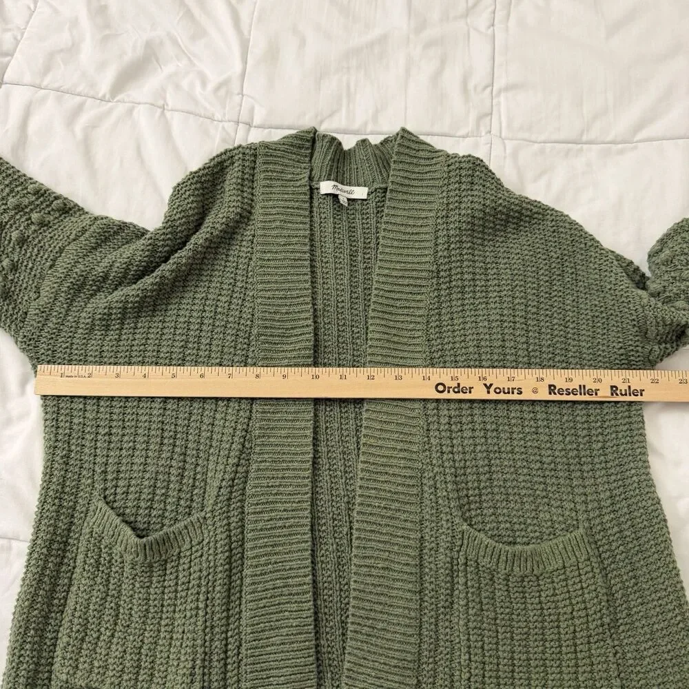 Madewell Sweater Women Small Green Bobble Cardigan Chunky Boxy Knit Open Relaxed - Picture 7 of 9